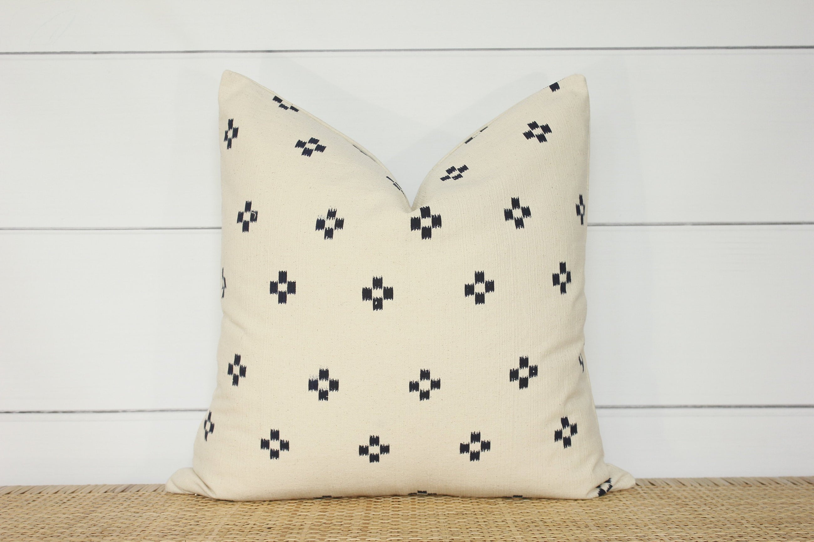 Chiang Mai Block Print Pillow Cover | Cream + Black