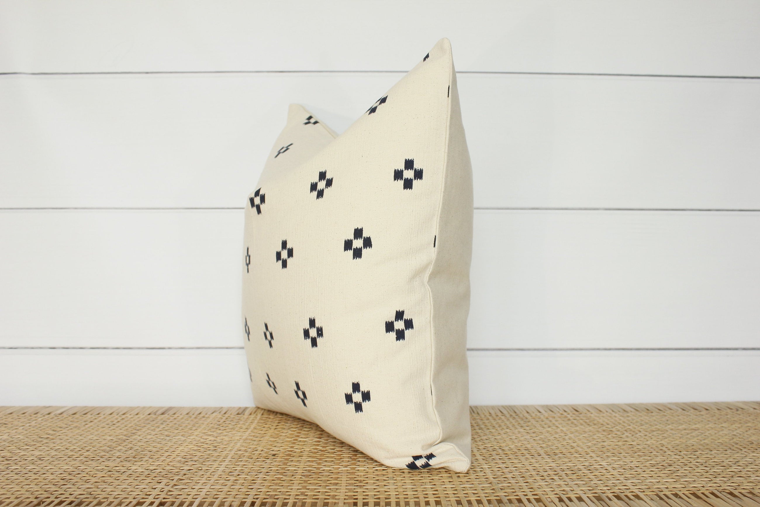 Chiang Mai Block Print Pillow Cover | Cream + Black