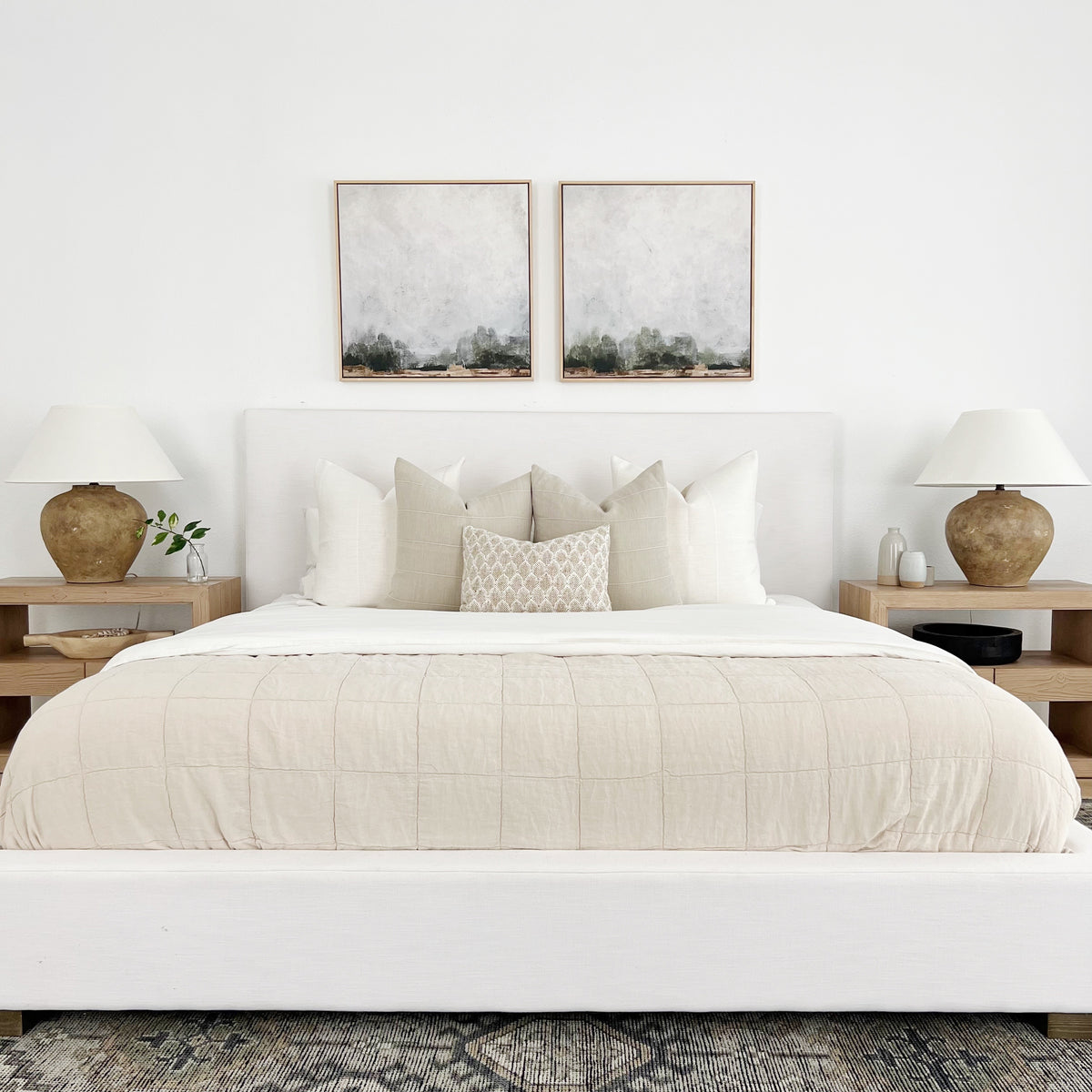 Bed with comforter and pillow set