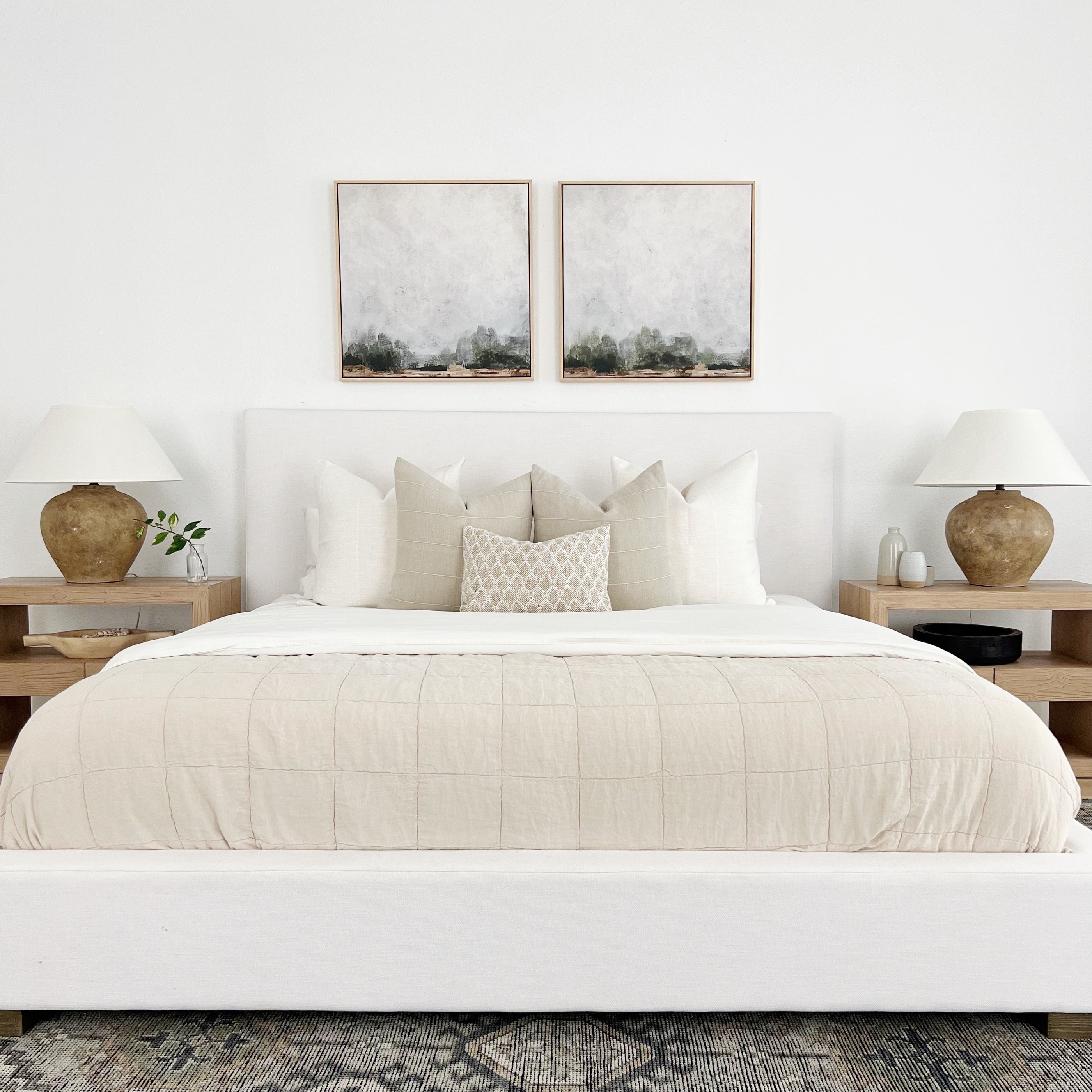 Bed with comforter and pillow set