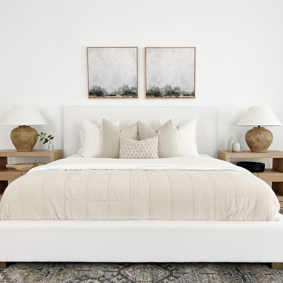 Bed with comforter and pillow set