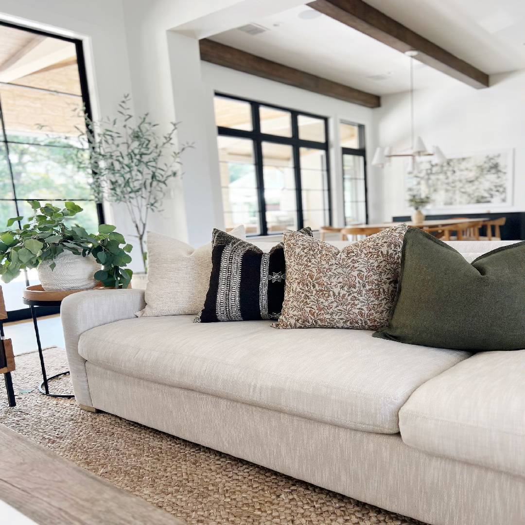 couch with throw pillows