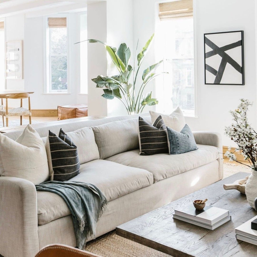Couch with throw pillows