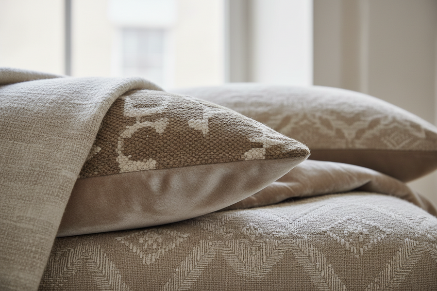 Designer pillow covers with colors and texture. 