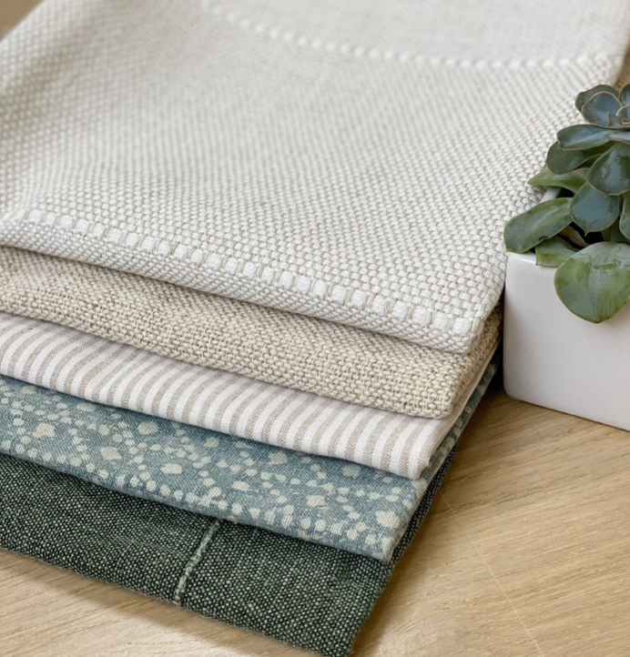 linen pillow covers in creams and greens