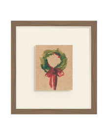 Wreath III green wreath with red bow art print