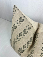 Yvette Slate Blue Block Print Linen Pillow Cover – view 2
