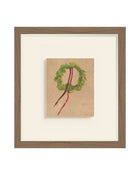 Wreath II watercolor wreath with red ribbons art print, view 2