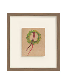 Wreath II watercolor wreath with red ribbons art print, view 2