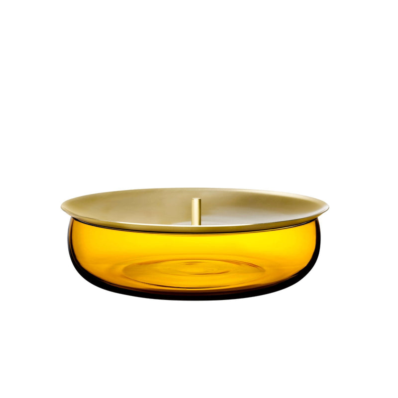 Crystal glass medium storage box with brass lid by Sebastian Herkner