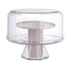 NUDE Bloom cake stand with dome in opalescent pink and clear crystal