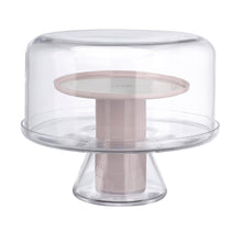 NUDE Bloom cake stand with dome in opalescent pink and clear crystal