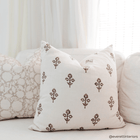 Mia Floral Block Printed Pillow Cover | Brown