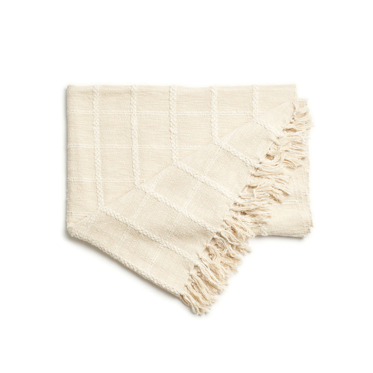 Sea Shell white textured checks handloom cotton throw – One Affirmation