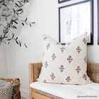Mia Floral Block Printed Pillow Cover | Brown
