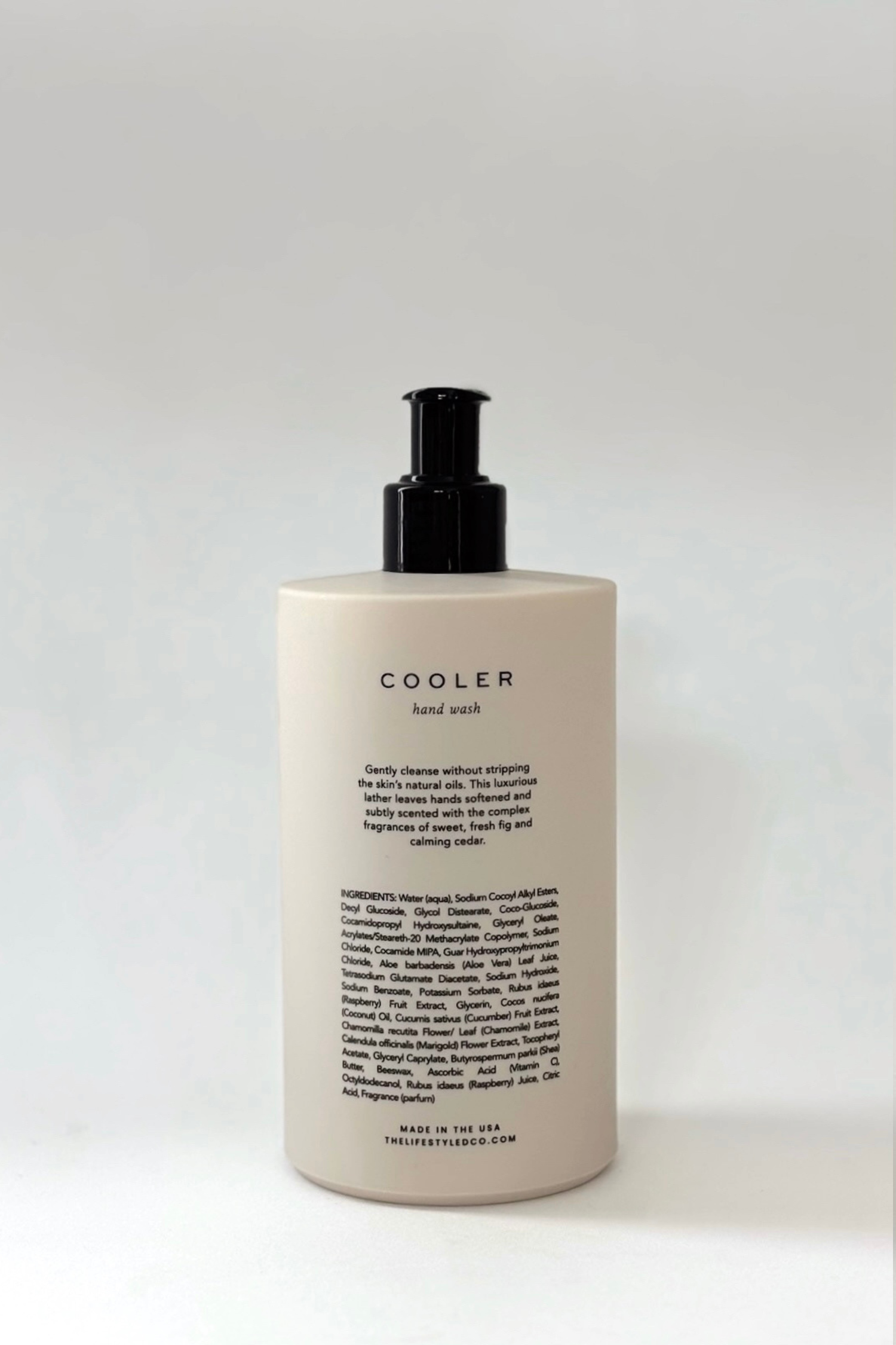 Minimalist bathroom countertop hand wash bottle