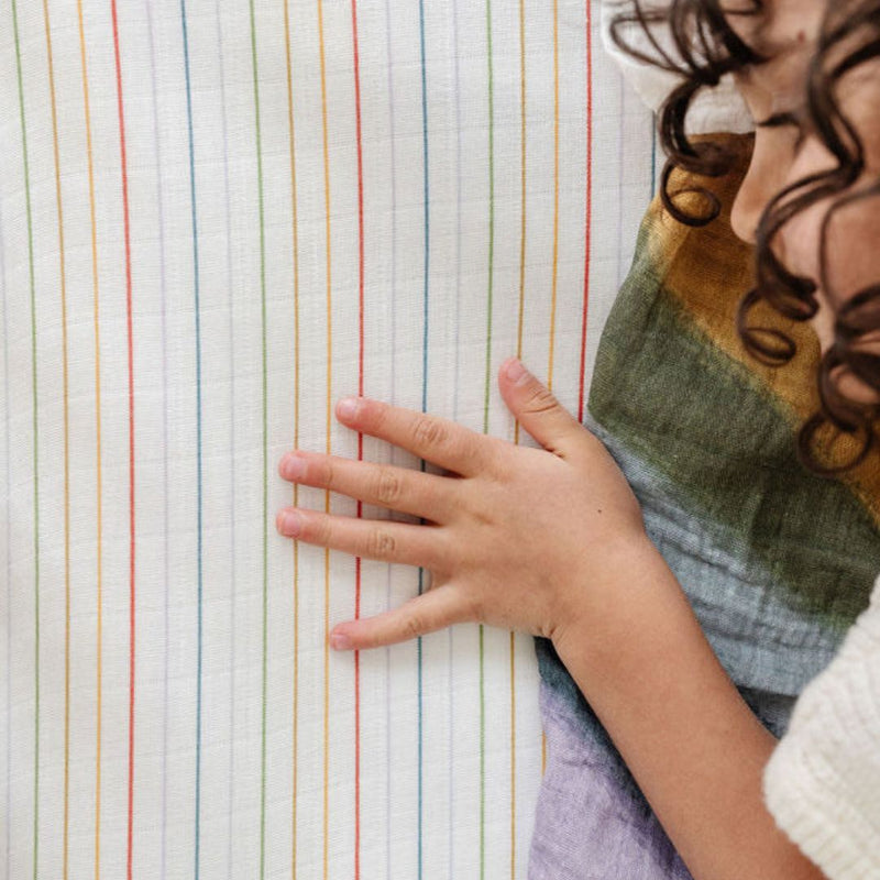 Rainbow Stripe Crib Sheet – 100% Cotton Muslin