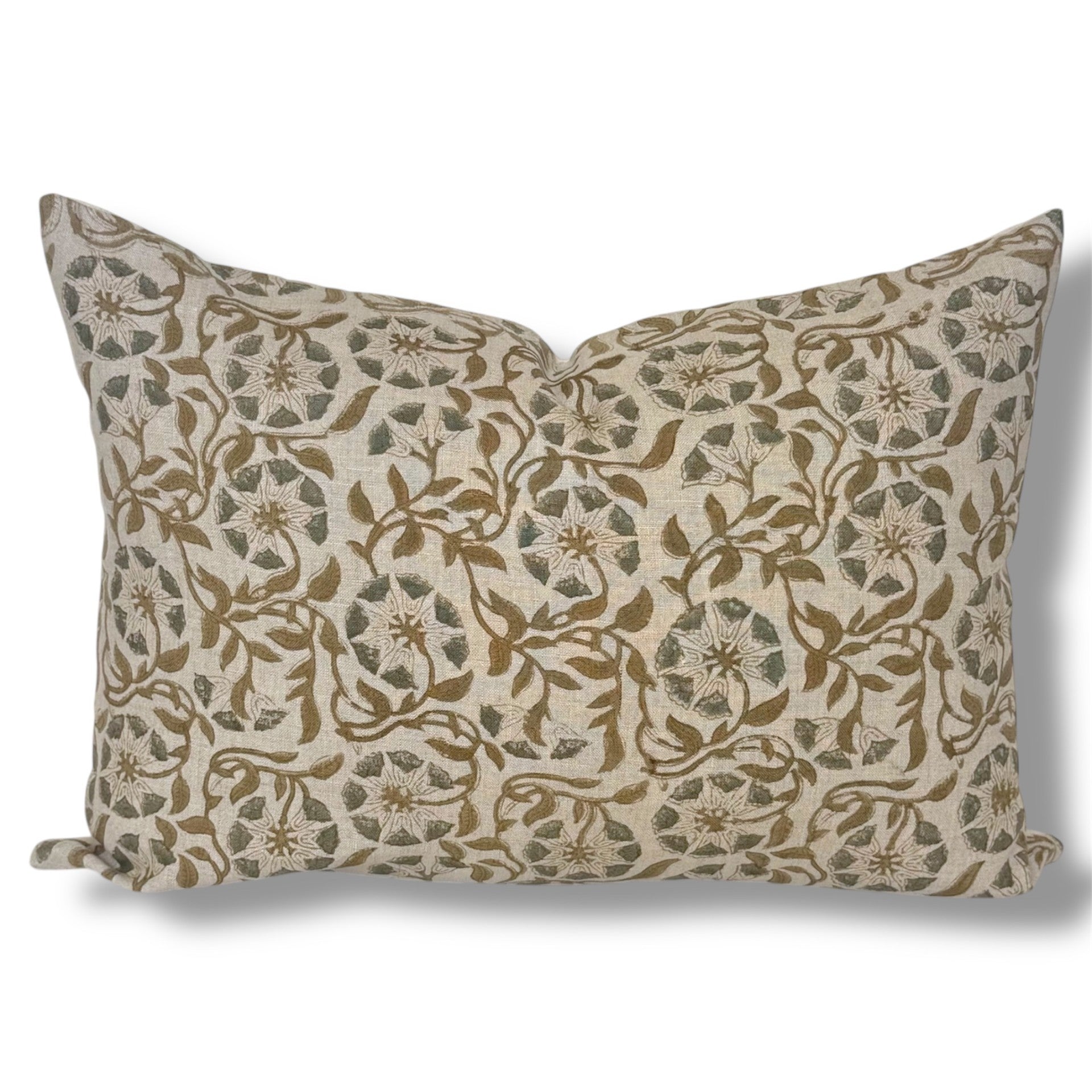 Elegant linen pillow cover with delicate floral design