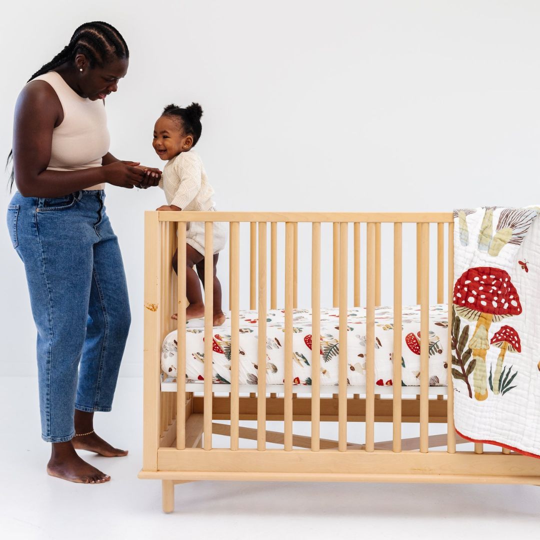 Mushroom Crib Sheet – 100% Cotton Muslin