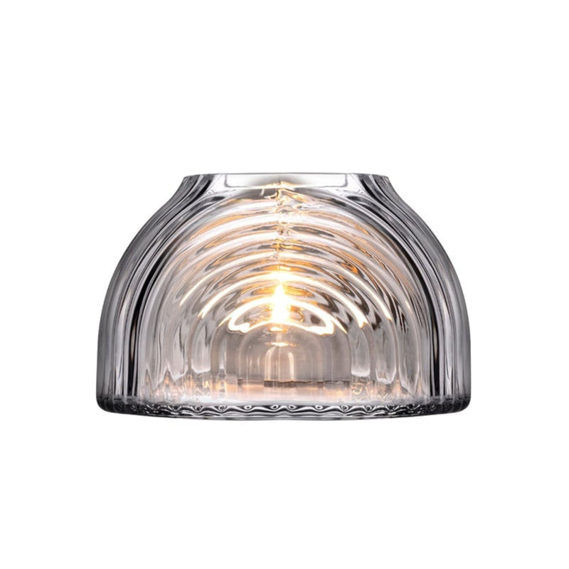 NUDE Ilo votive holder with copper base and vertical ripple pattern