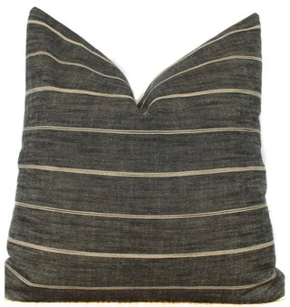 Dark Grey Stripe Pillow Cover | Designer Linen Blend