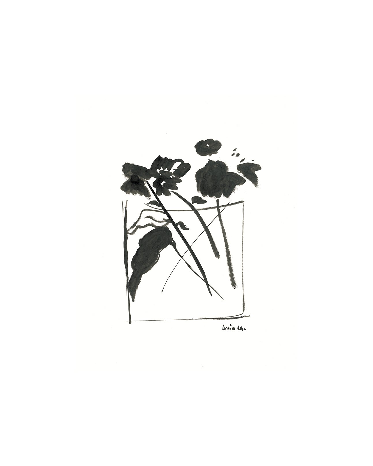 Ink Vase of Flowers