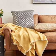 Oasis Gold wax block print mulberry silk pillow cover, 20x20 – One Affirmation