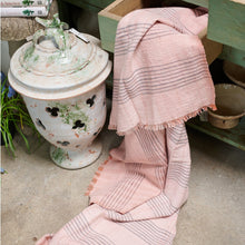 Silica Rose salmon pink and gray stripes handwoven merino throw – One Affirmation