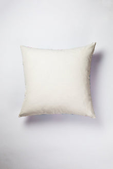 Back of the 20x20 checkered brocade pillow in grey and white