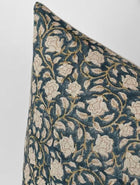 Hazel Teal Floral Print Linen Pillow Cover – view 3