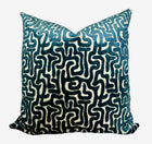 Margot Teal Maze Velvet Pillow Cover – view 5