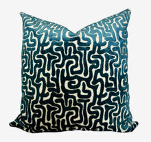 Margot Teal Maze Velvet Pillow Cover – view 5