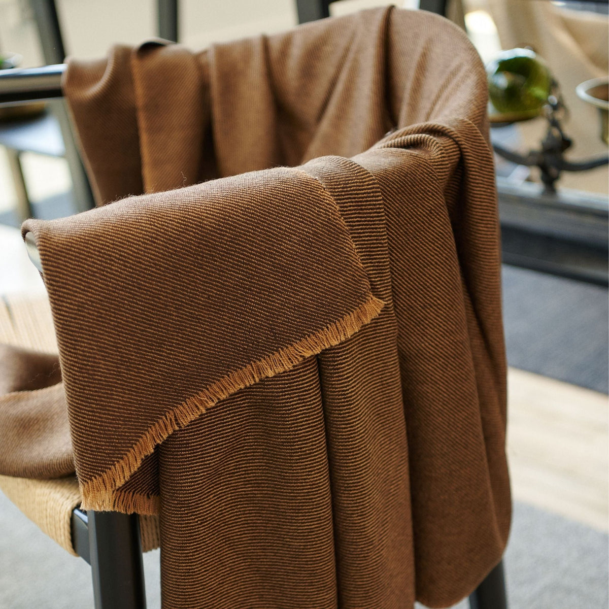 Hay Brown plush twill merino handwoven throw – One Affirmation