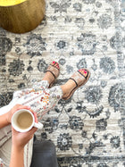 ROY's Home Flower Garden Design Area Rugs, Vintage Effect Lines