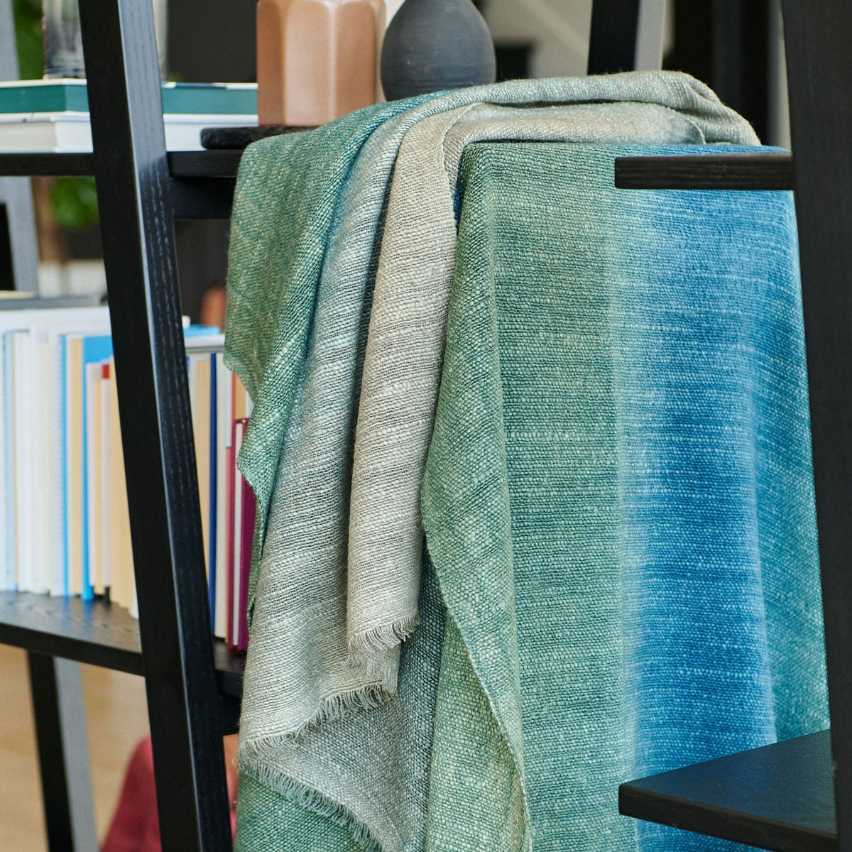 Lake Moss handwoven merino throw blanket in blue green – One Affirmation