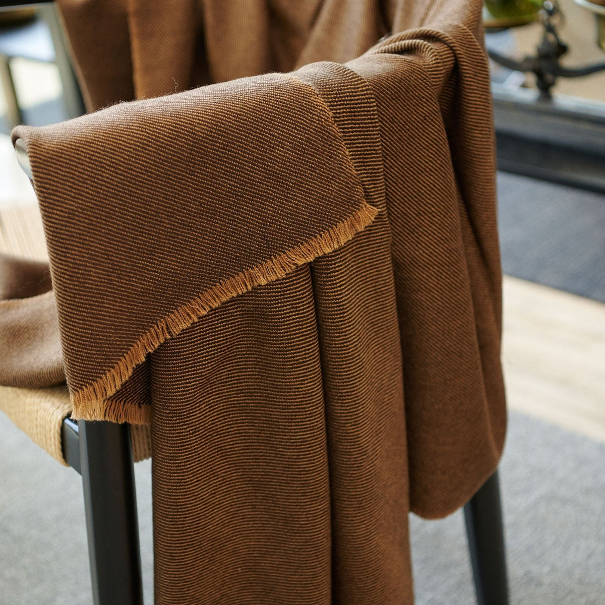 Hay Brown plush twill merino handwoven throw – One Affirmation
