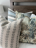 Yvette Slate Blue Block Print Linen Pillow Cover – view 6