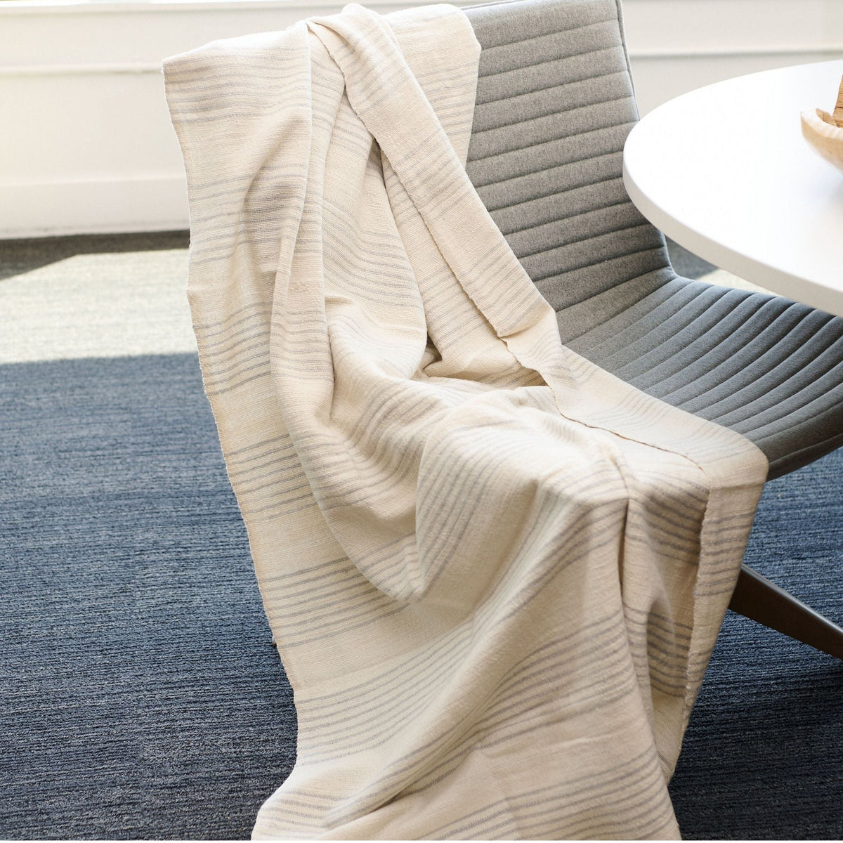 Silica Chalk off white and gray stripes handwoven throw – One Affirmation