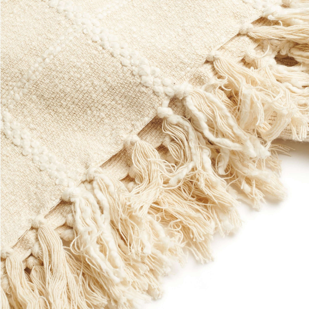Sea Shell white textured checks handloom cotton throw – One Affirmation