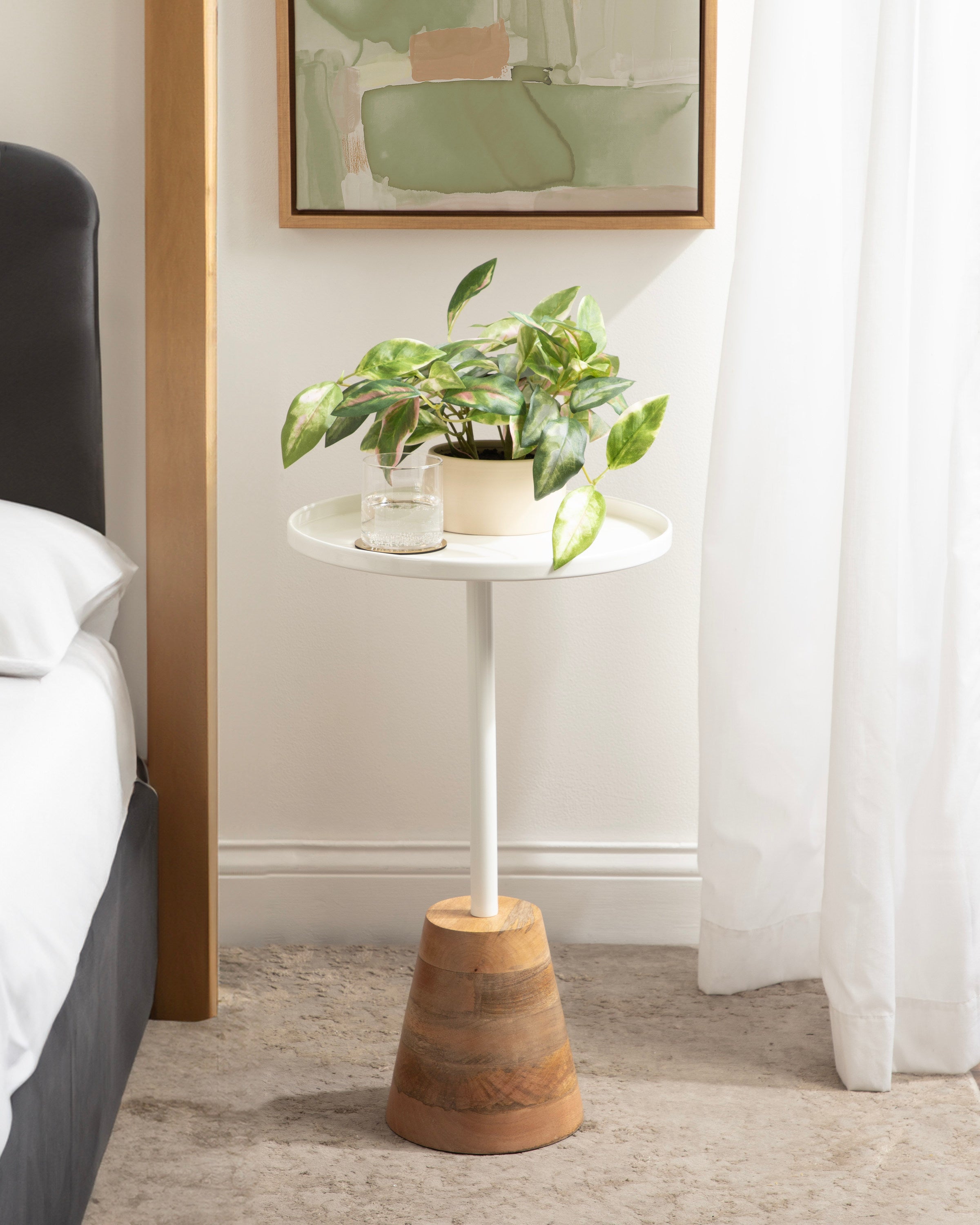 Tira Round Metal and Wood Side Table