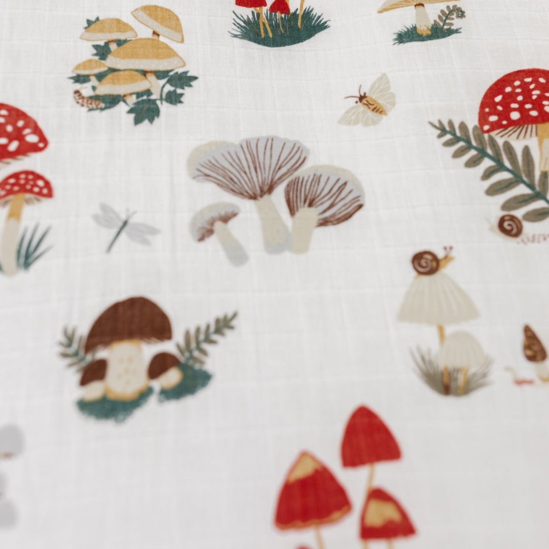 Mushroom Crib Sheet – 100% Cotton Muslin