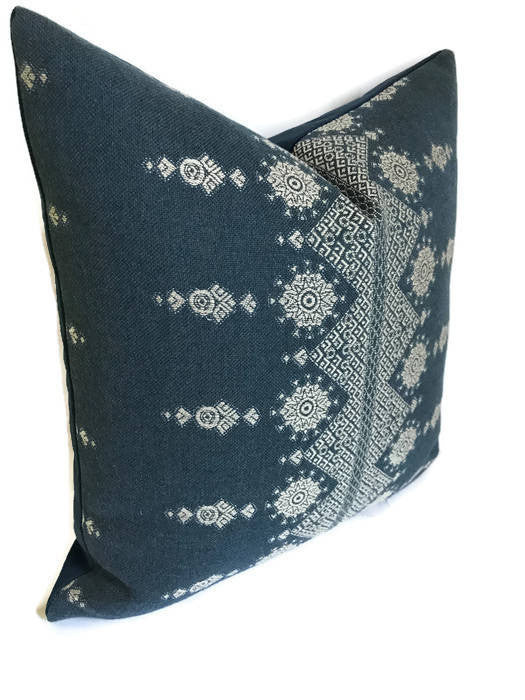 Carmania Pillow Cover in Indigo, Indoor Outdoor Pillows, Peter Dunham Textiles