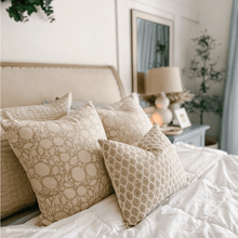 Luana Floral Block Printed Pillow Cover | Beige/Brown
