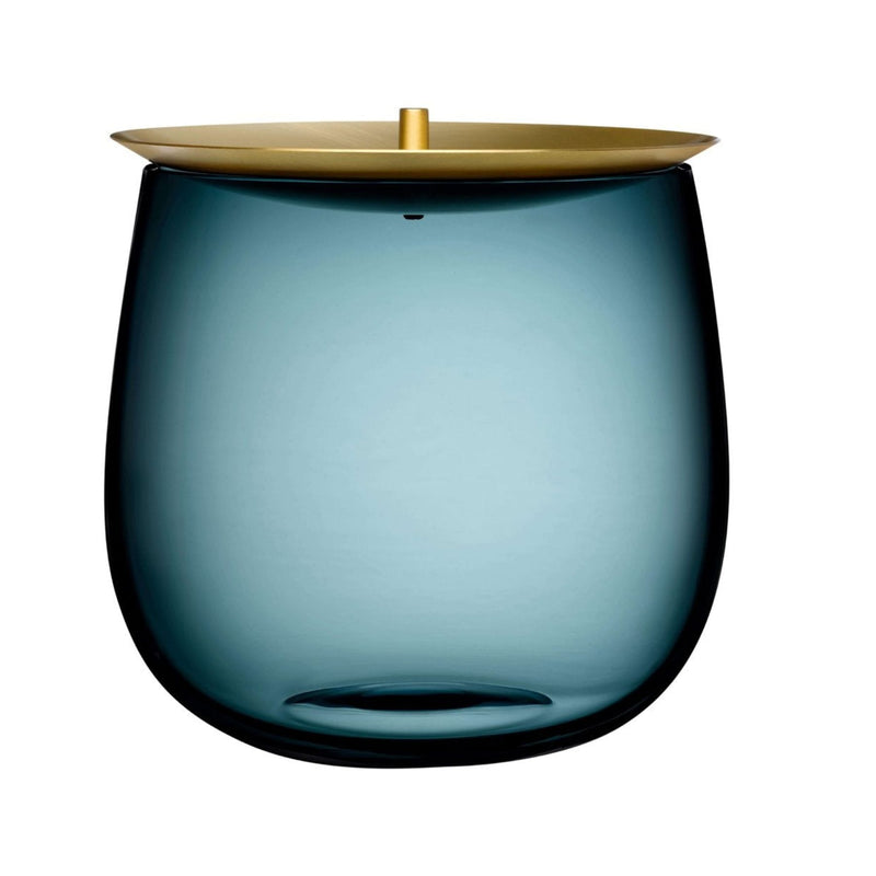 Crystal glass storage box with silky brass lid by Sebastian Herkner