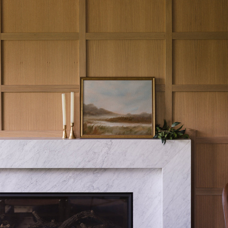 Abiding by Anee Shah framed canvas art styled in a home interior