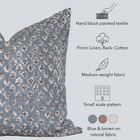 Aster Floral Block Printed Pillow Cover | Blue