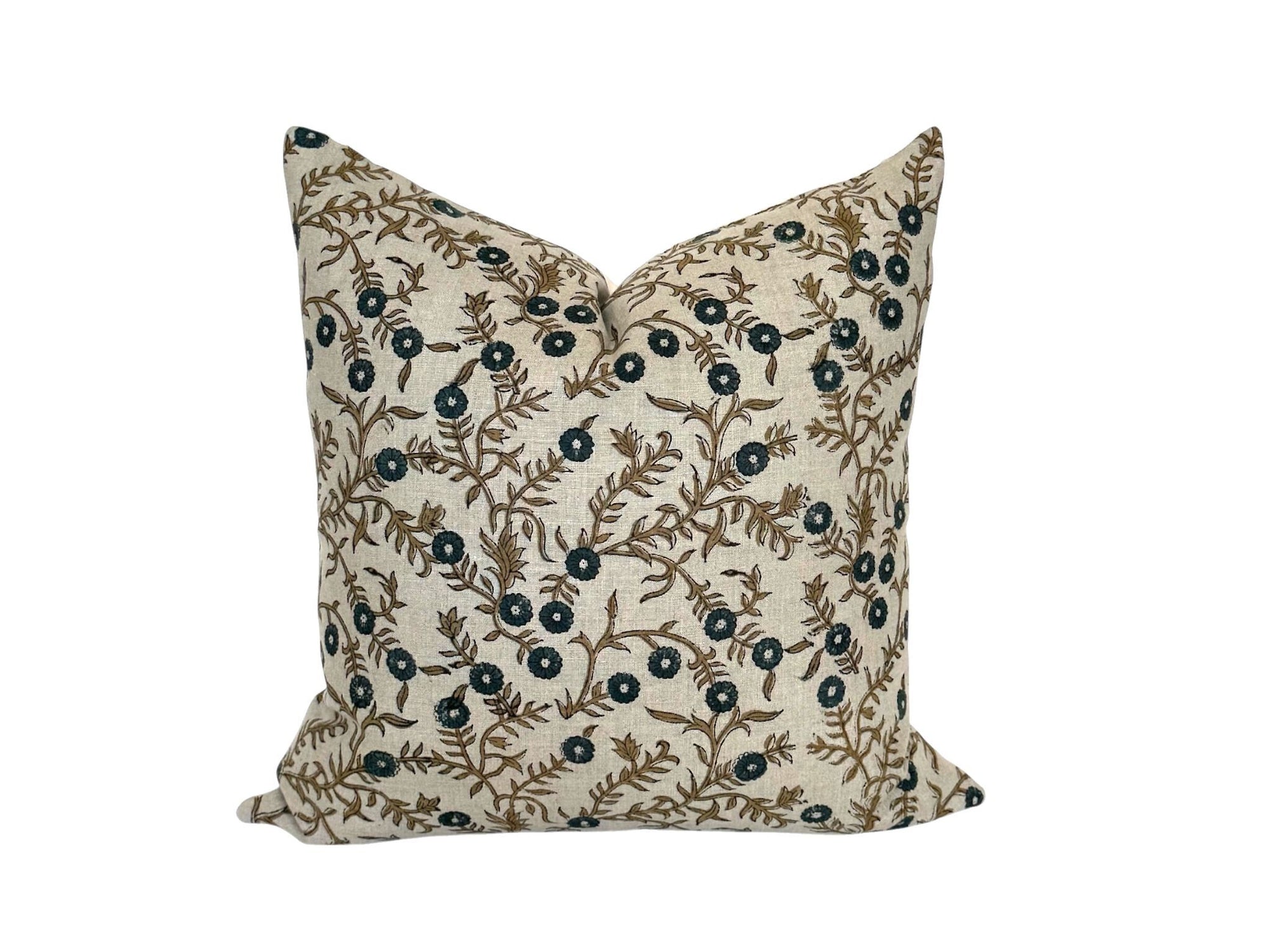 Forli Blue & Brown Floral Pillow Cover