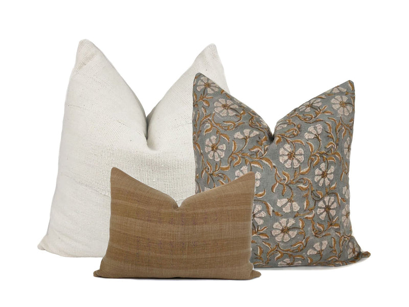 Neutral Earth Toned Floral Pillow Set 3