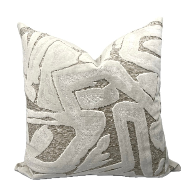 Henley Cream Velvet Abstract Pillow Cover