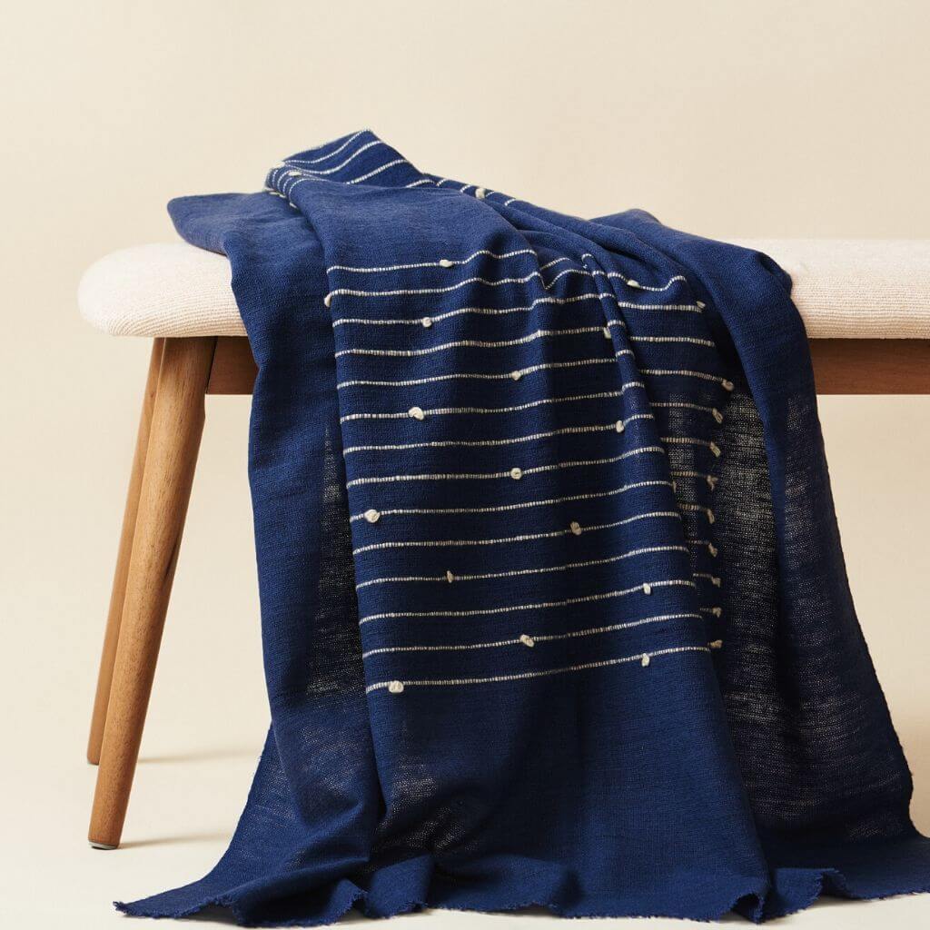 Rosewood Indigo merino wool handloom throw – One Affirmation
